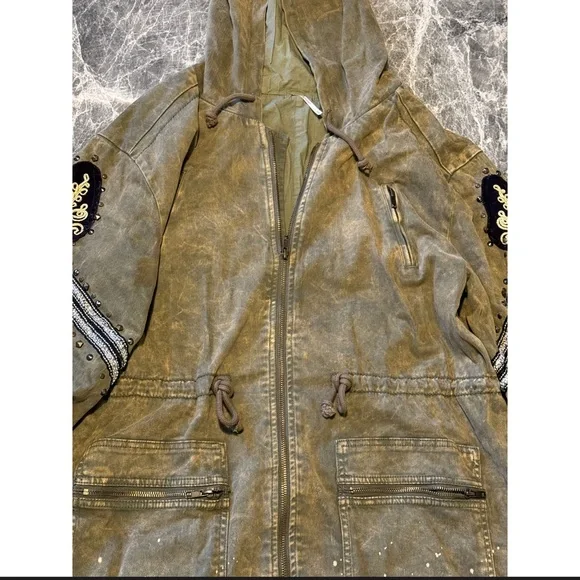 Free People Golden Quills Military Jacket size M - Picture 5 of 13